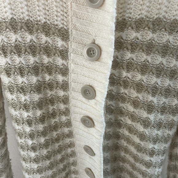 Arizona cream & taupe button down cardigan size small - Picture 2 of 8